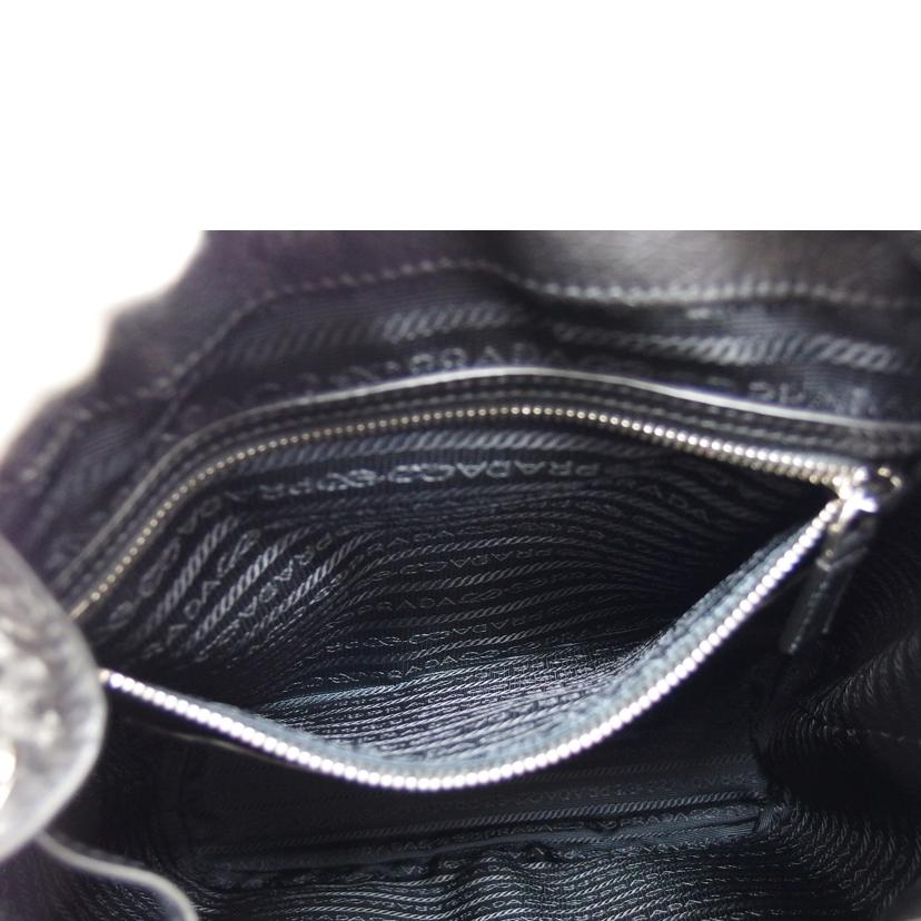 PRADA プラダ リュック レザー/オーストリッチ/バックパック/ブラック/1BZ006//7/Aランク/04