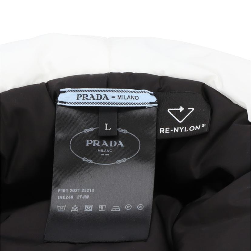 PRADA/ロゴプリントボリュームバケット ホワイト×レッド/1HC248//276/Aランク/24