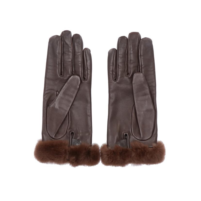 HERMES　 エルメス/ケリーグローブ／ラムスキンミンクファー／ダークブラウン　//Sランク/24