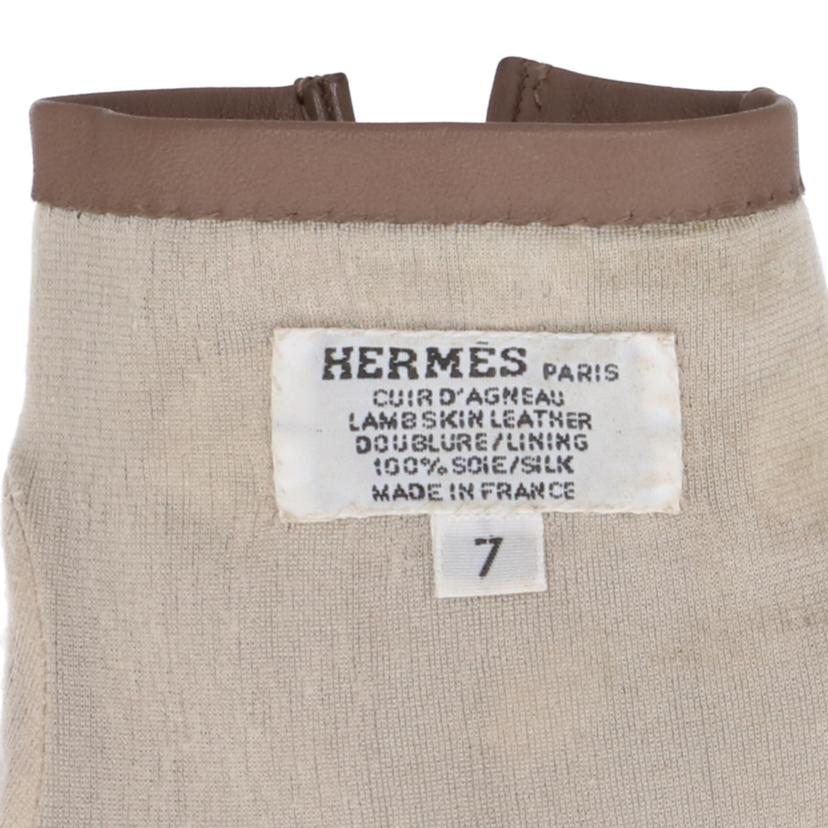 HERMES エルメス/HERMES　レザーグローブ　エトゥープ　＃7//Aランク/24