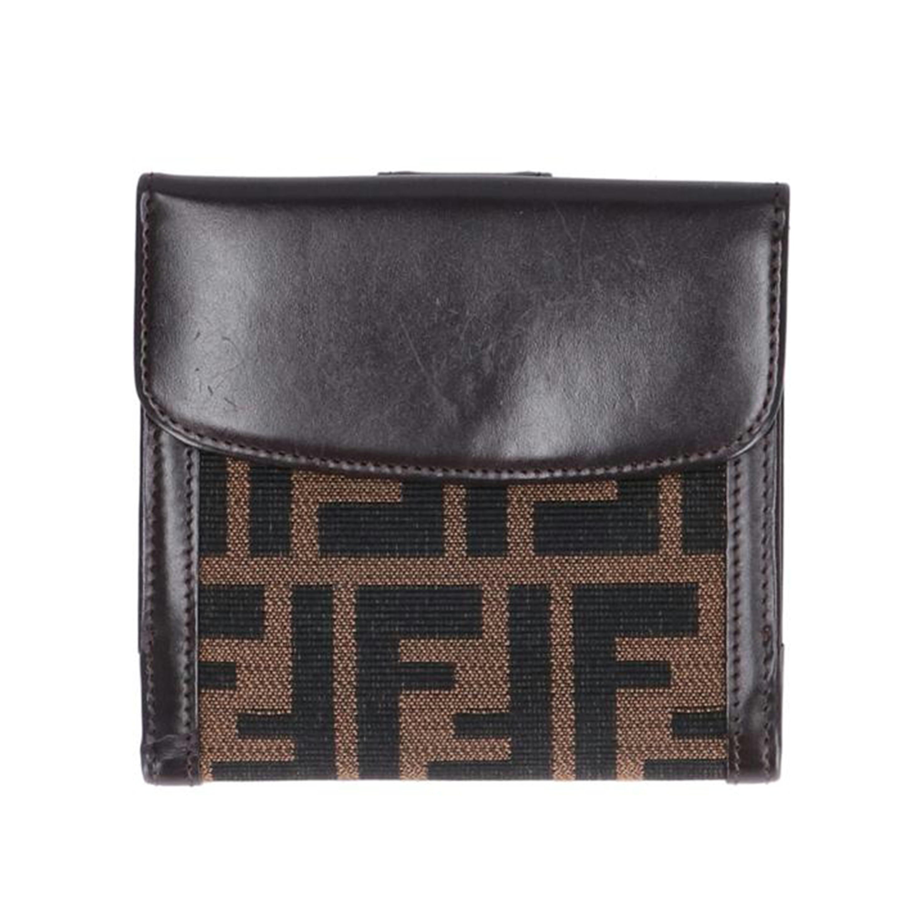 FENDI ﾌｪﾝﾃﾞｨ/Wホック二つ折り財布／ズッカ/2289-01695-018//ABランク/93