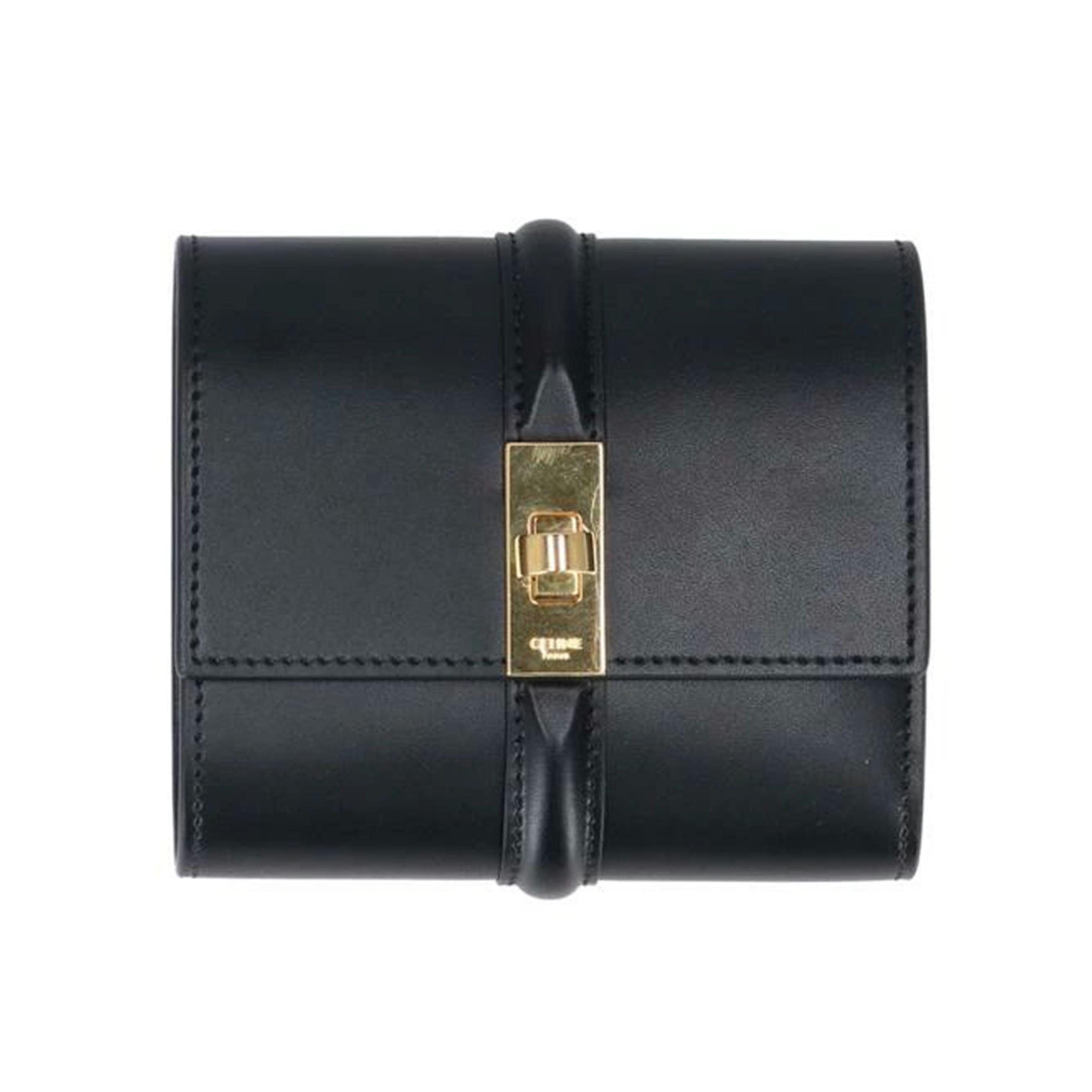 CELINE セリーヌ/スモール　トリフォールドウォレット16／ブラック//Aランク/70