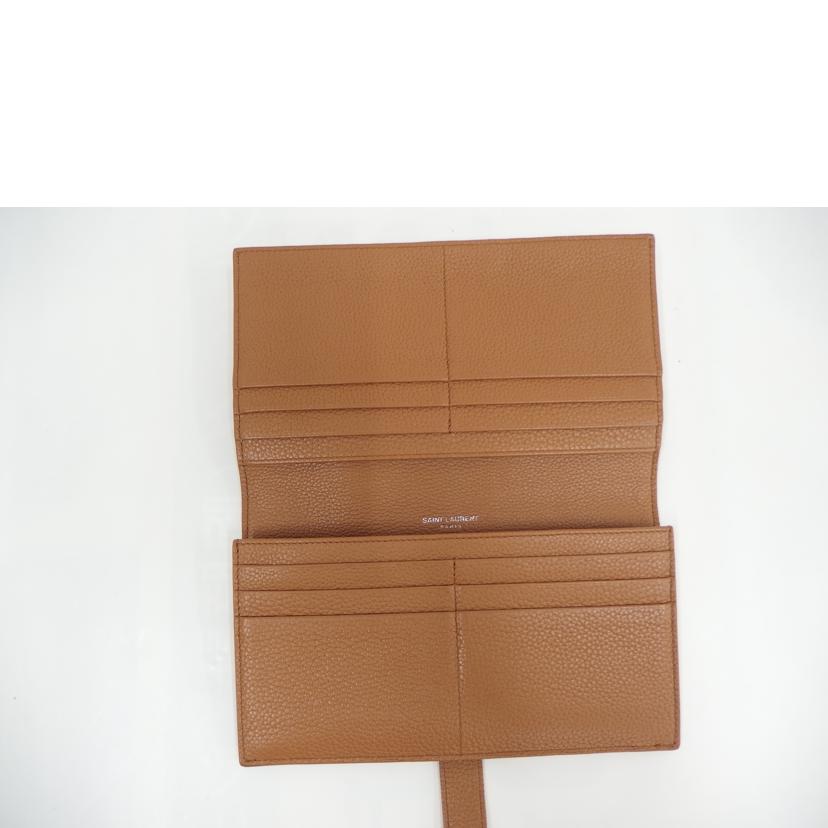 YSL ｻﾝﾛｰﾗﾝ/レザー折り財布／キャメル//Bランク/82
