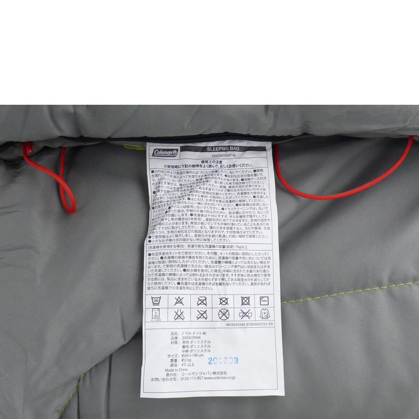 Coleman コールマン/4．4℃　DEXTER　POINT　SLEEPING　BAG/2000029046//Bランク/64