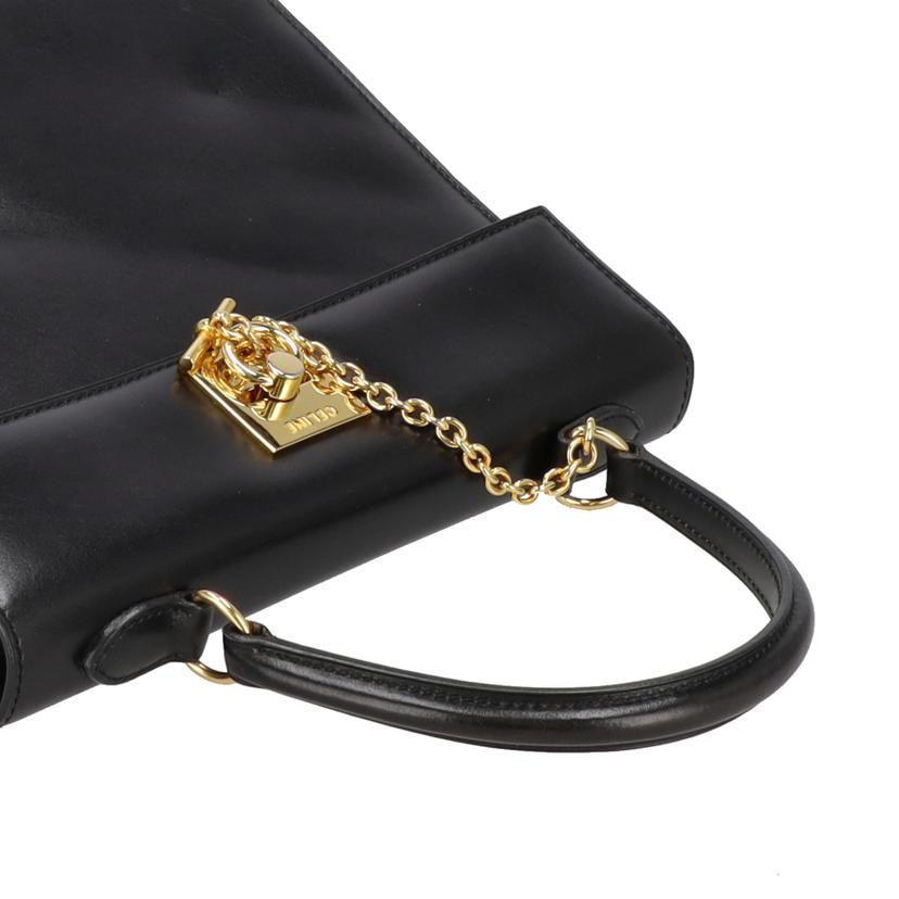 CELINE　 セリーヌ/ヴィンテージトップハンドルレザーフラップハンド／ブラック//Aランク/24