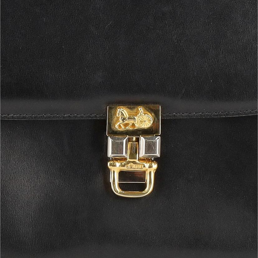 CELINE　 セリーヌ/ヴィンテージ／馬車金具フラップレザーショルダー//ABランク/24
