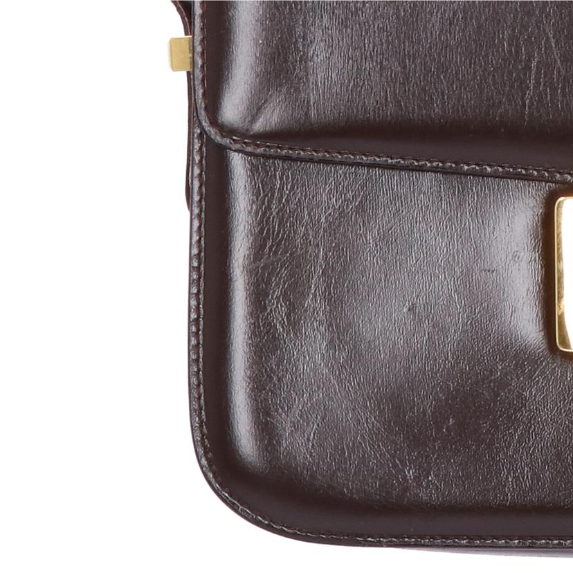 CELINE/馬車金具バックルフラップレザーショルダー／茶　//ABランク/24