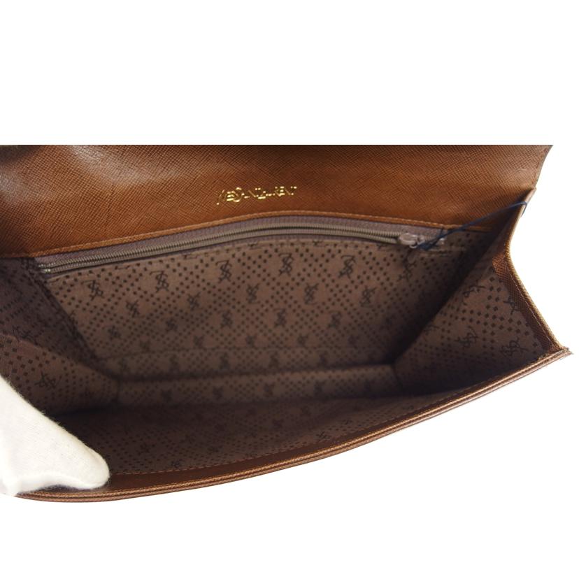 YSL イヴィサンローラン/ヴィンテージ／レザークラッチバッグ／ブラウン//Bランク/04