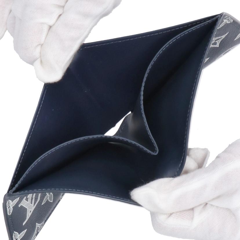 LV ルイヴィトン/ポルトフォイユ・ミュルティプル／モノグラムシャドウ／インクブルー／ホワイト/M83379//RFI*/Aランク/75