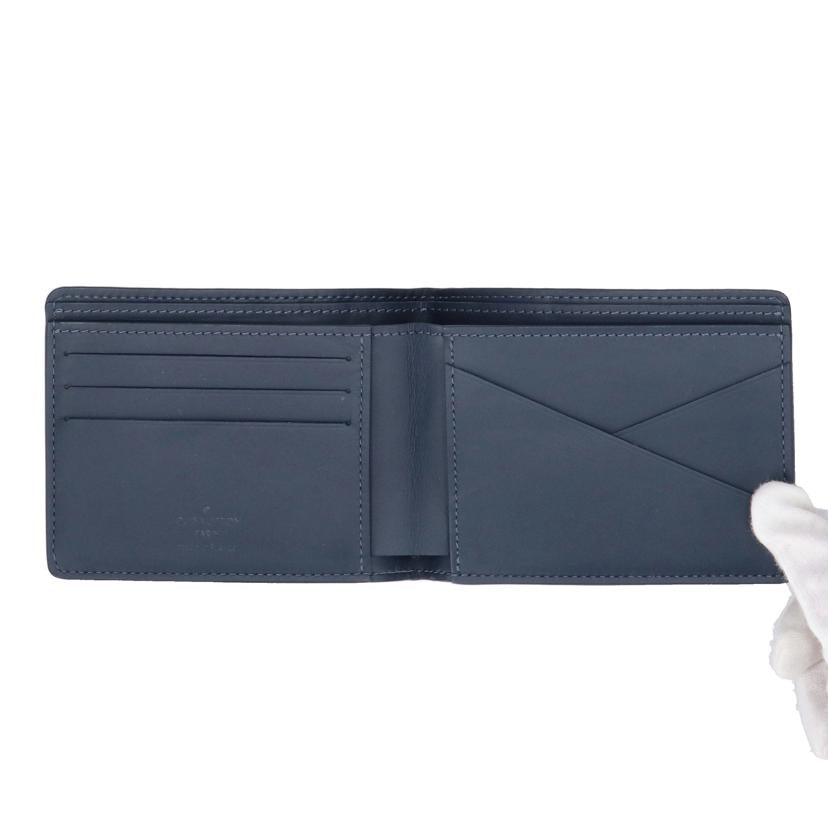 LV ルイヴィトン/ポルトフォイユ・ミュルティプル／モノグラムシャドウ／インクブルー／ホワイト/M83379//RFI*/Aランク/75