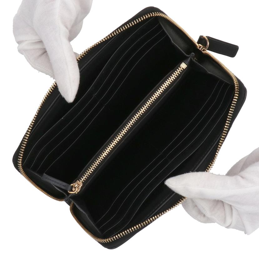 VERSACE ヴェルサーチ/レザーラウンドファスナー長財布 黒 金金具//Bランク/42