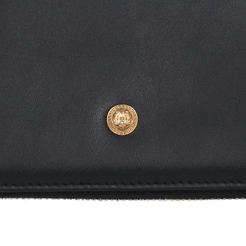 VERSACE ヴェルサーチ/レザーラウンドファスナー長財布 黒 金金具//Bランク/42