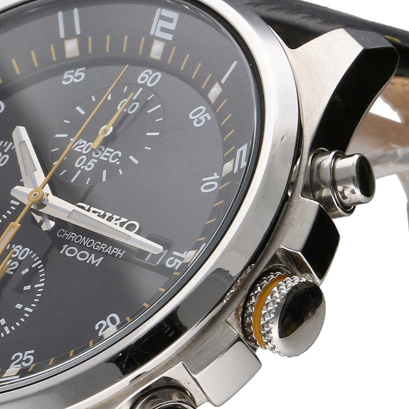 セイコー　クロノグラフ　7T92-0BB0 WATER RESISTANT Seiko 7T92-0BB0 Chronograph Navy Dial Yellow Hands Quartz