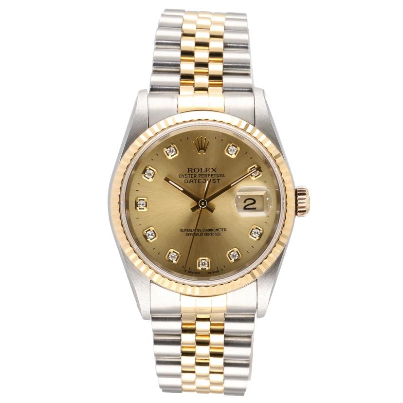 ROLEX ロレッスク/DATE　JUST　10Pダイヤ　／　YG×SS/16233G//W47****/ABランク/91