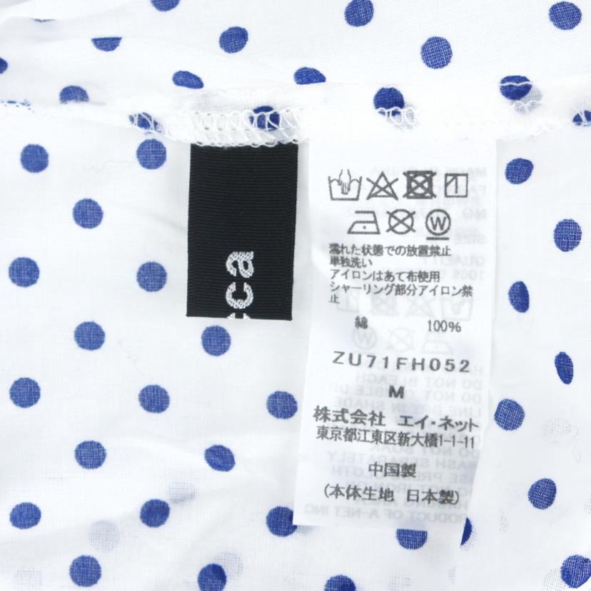 ZUCCA ｽﾞｯｶ/フレンチスリーブ　ドットシャツワンピース/ZU71FH052//ABランク/93