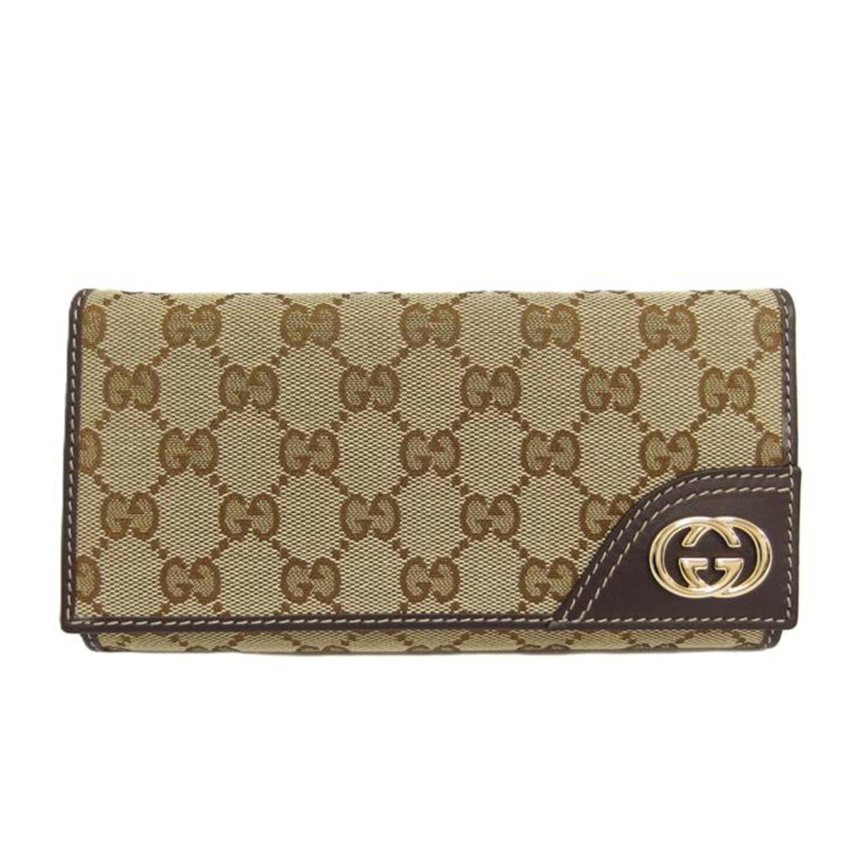 GUCCI グッチ/GGキャンバス／三つ折り長財布／ベージュ×ブラウン/181595//095*/Aランク/04