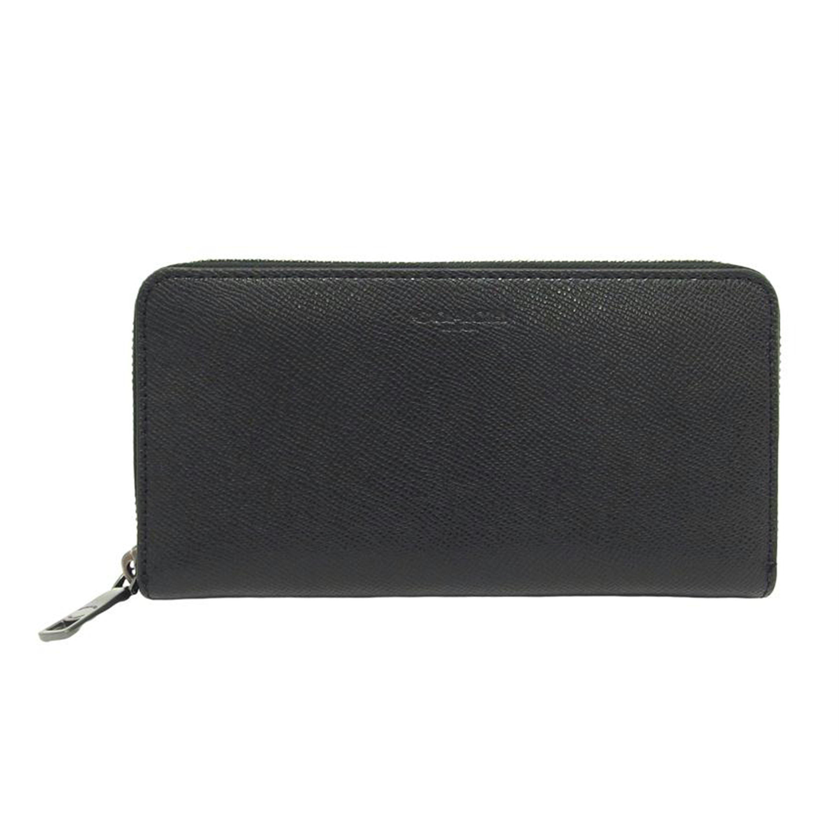 COACH コーチ/クロスグレインレザー／ラウンドファスナー長財布／ブラック/58107//M22**/Aランク/04