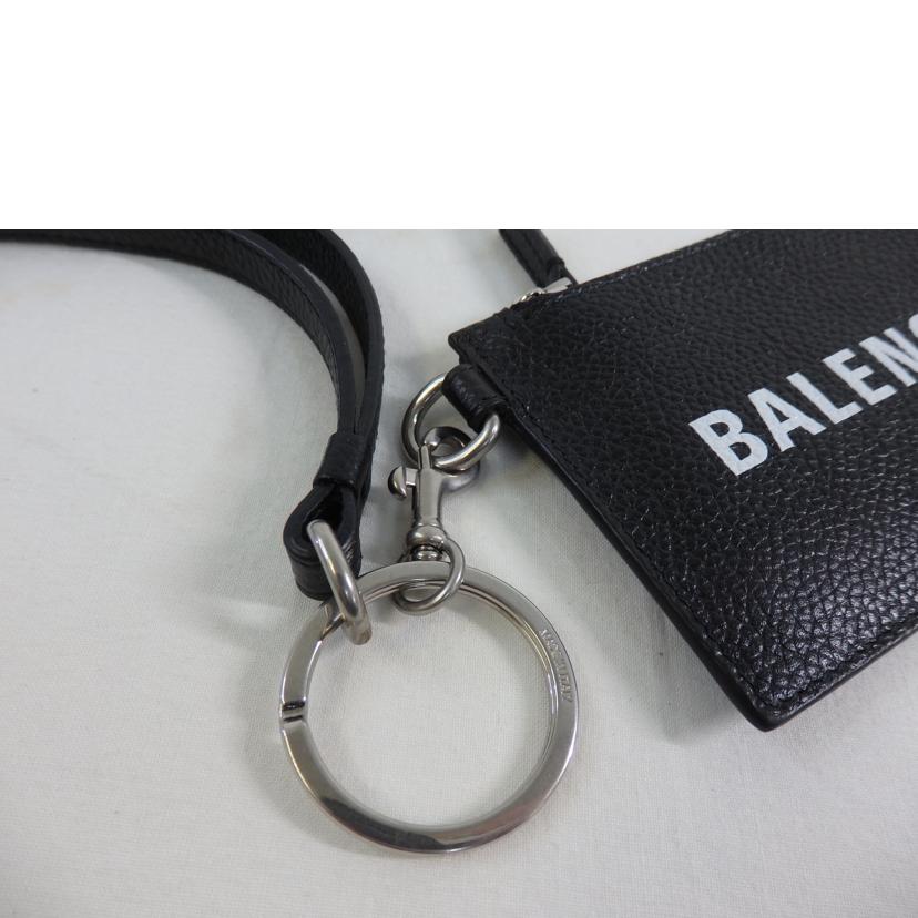 BALENCIAGA バレンシアガ/カードケース／ネックストラップ／キーリング付き／黒/594548//Aランク/84