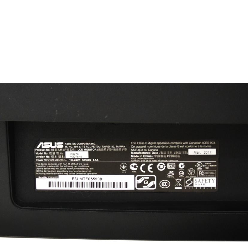 ASUS エイスース/液晶モニター/VG278//E3LMTF055908/ABランク/75