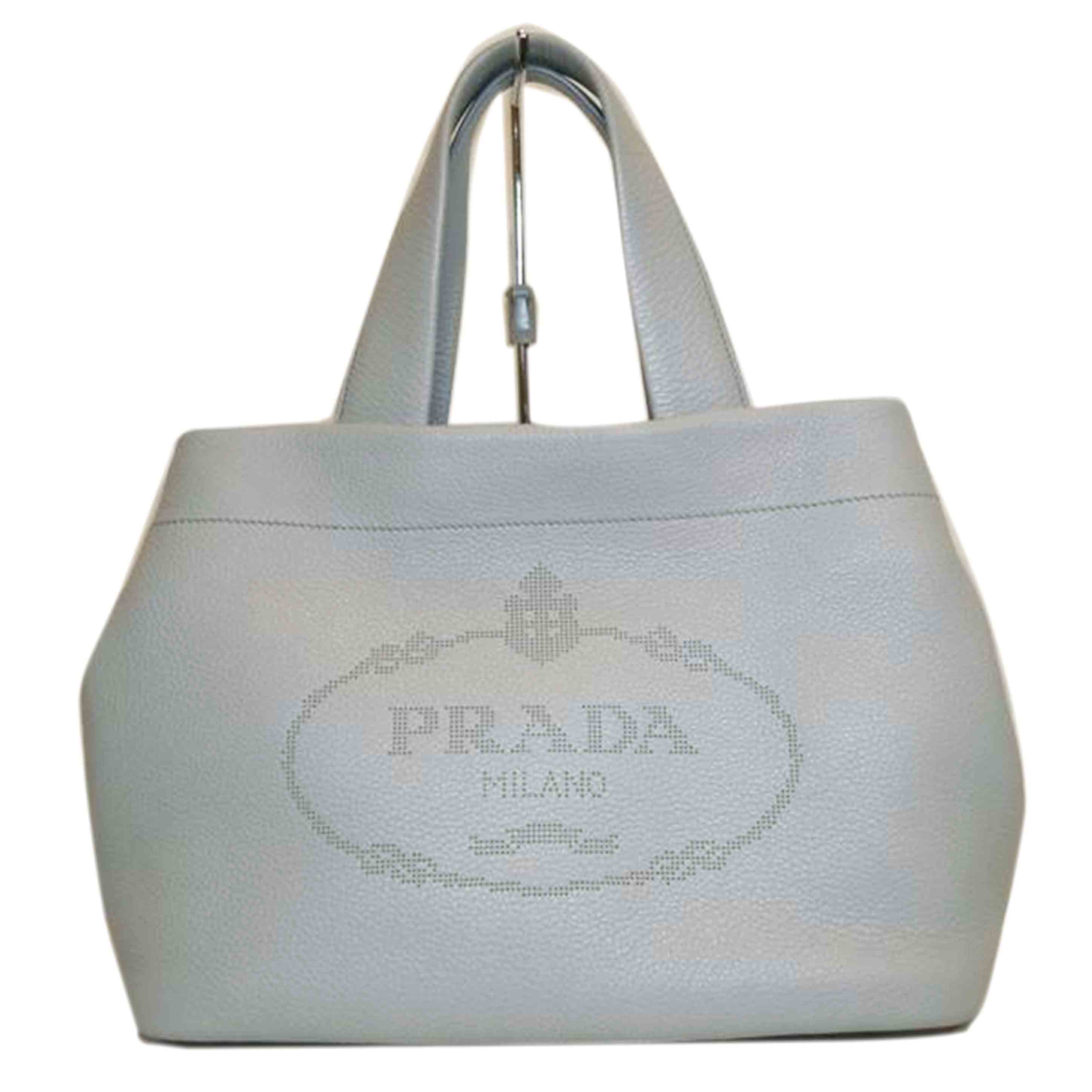 PRADA プラダ/ヴィッテロダイノスモール/パンチングロゴハンド/レザー/グレー/1BG390//180**/Aランク/92