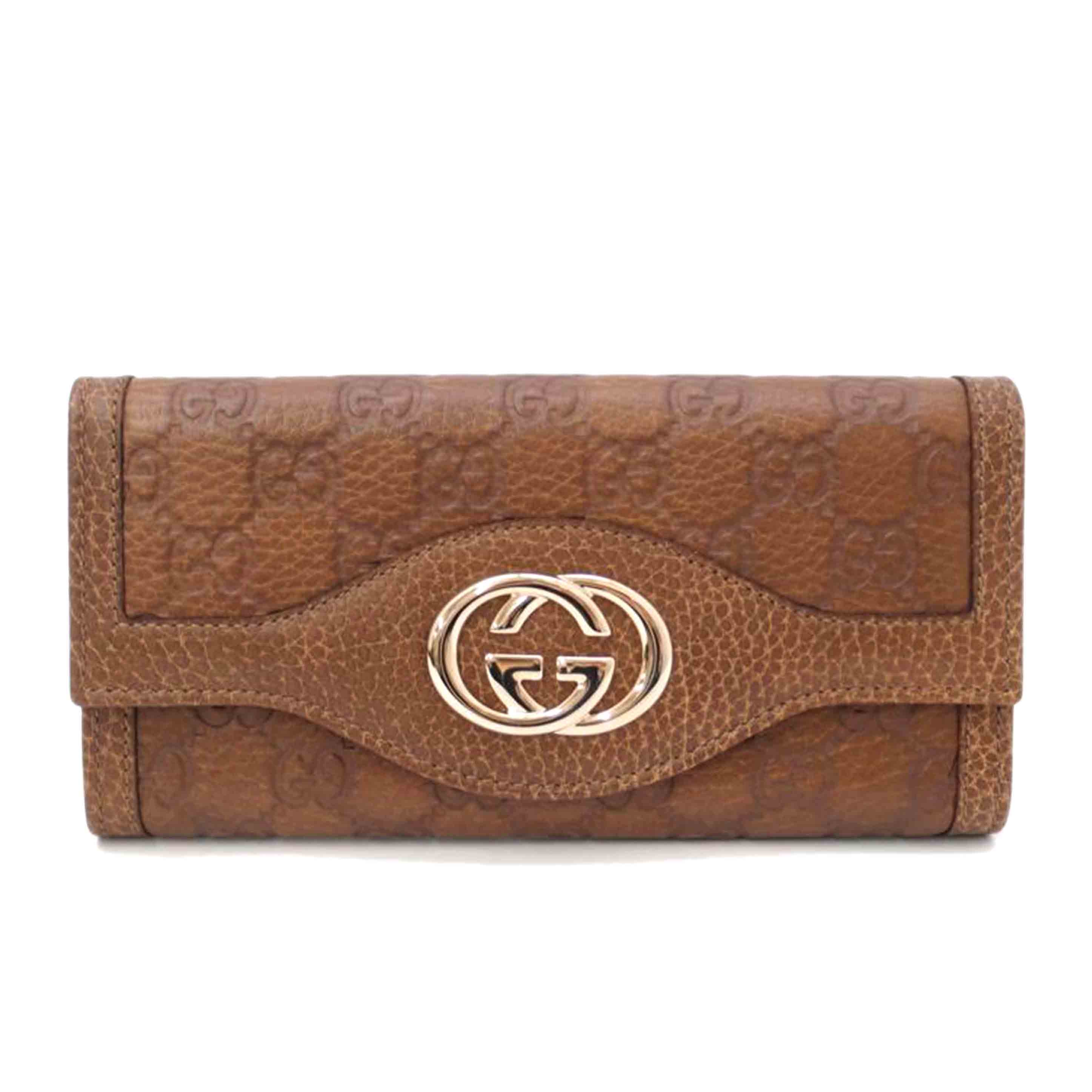 GUCCI グッチ　/グッチシマインターロッキングG二つ折り長財布／ブラウン/282431//114*/Sランク/69