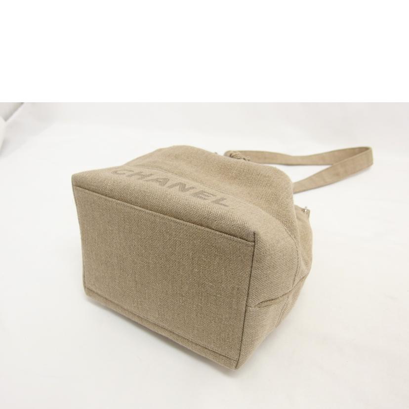 CHANEL シャネル　ショルダーバッグ/巾着チェーンショルダー／リネン／ベージュ//467****/ABランク/04