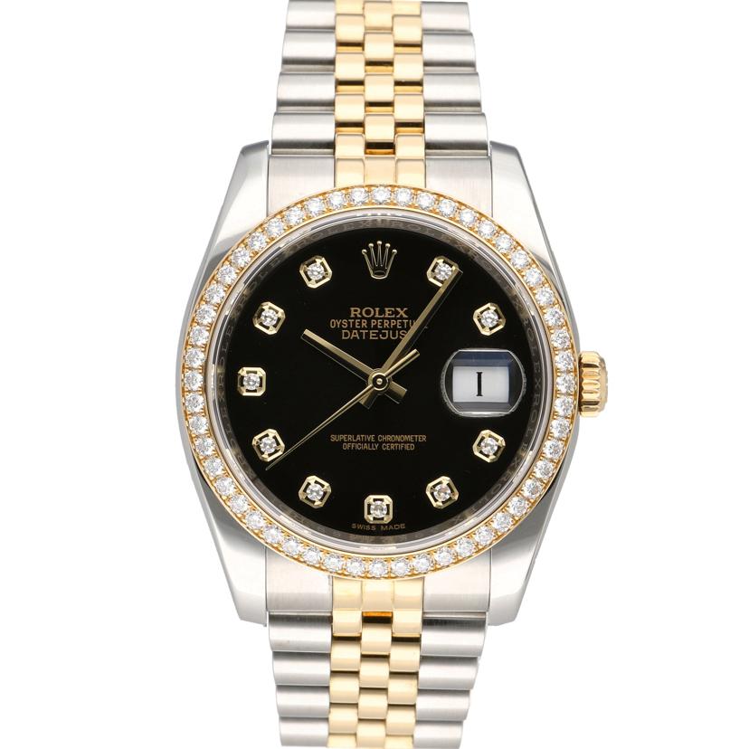 ROLEX ロレックス/デイトジャスト10PダイヤSS×YG／黒文字盤／ランダム番/116243G//39K*****/ABランク/88