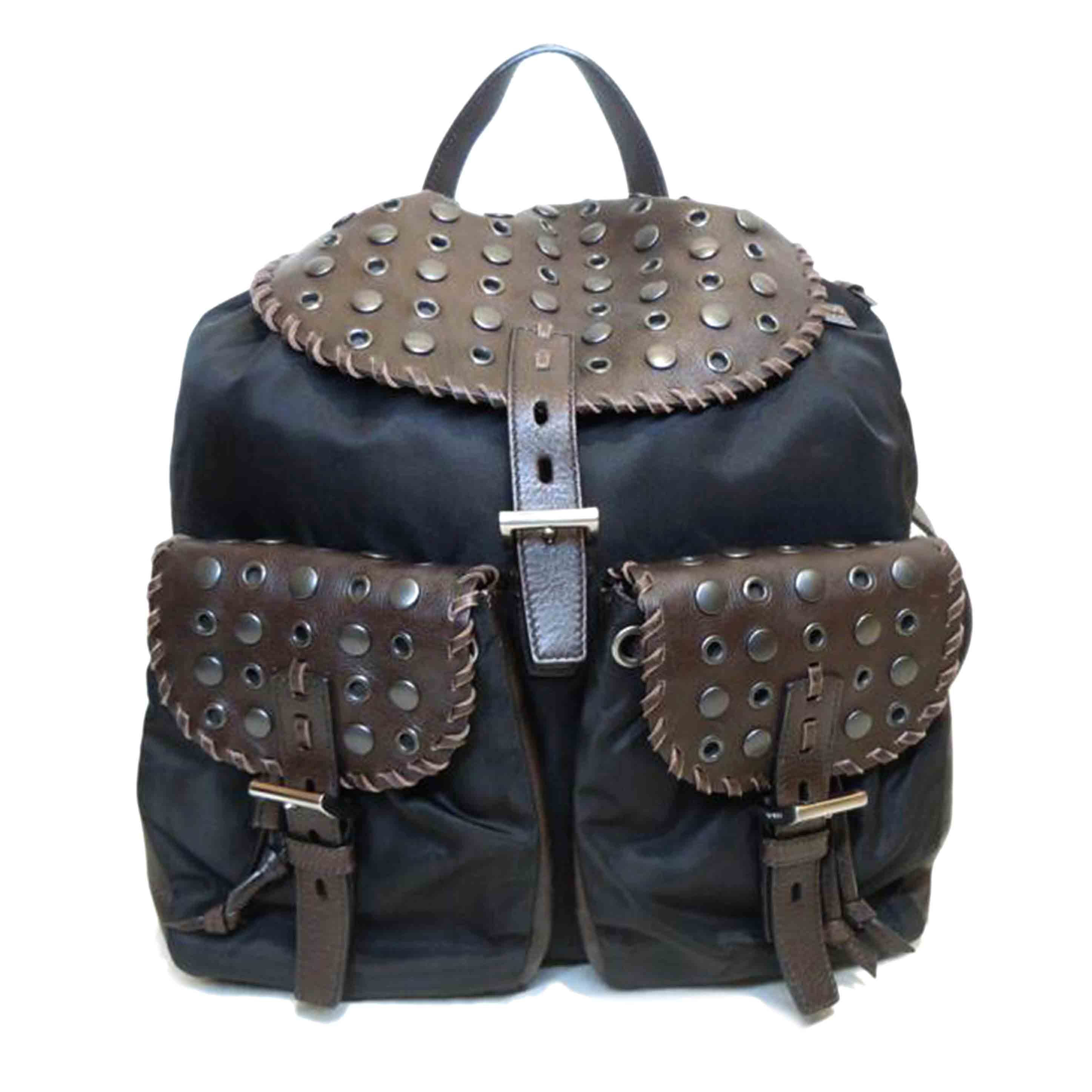 PRADA プラダ/スタッズリュックテスートナイロン/レザー トライアングルロゴ//165/Aランク/92