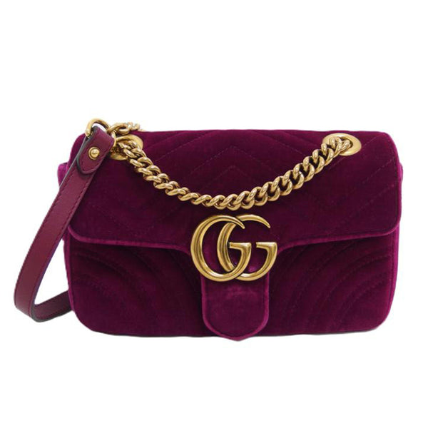 グッチ GUCCI GGマーモント キルティング チェーンショルダーバッグ ベロア ベルベット パープル 443497 【69299】 |  フリマアプリ ラクマ