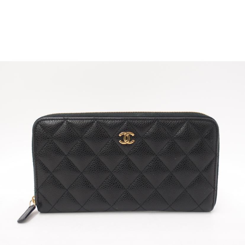 CHANEL シャネル/キャビアスキンラウンドファスナー長財布／ブラック//294*****/Aランク/69