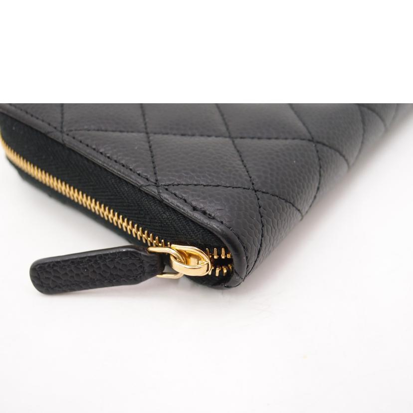 CHANEL シャネル/キャビアスキンラウンドファスナー長財布／ブラック//294*****/Aランク/69
