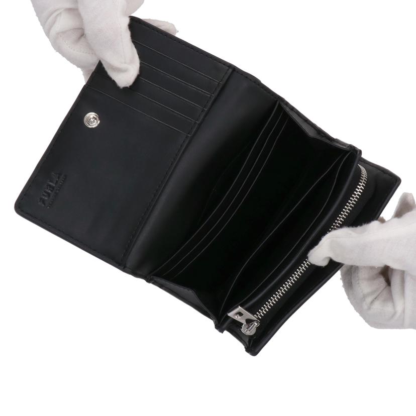 FURLA フルラ/レザーコンパクト財布 黒 銀金具//ABランク/42