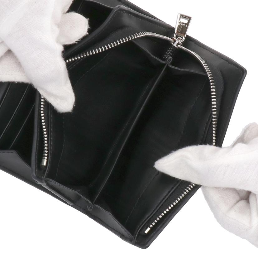 FURLA フルラ/レザーコンパクト財布 黒 銀金具//ABランク/42