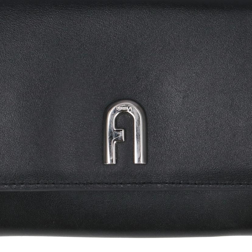 FURLA フルラ/レザーコンパクト財布 黒 銀金具//ABランク/42