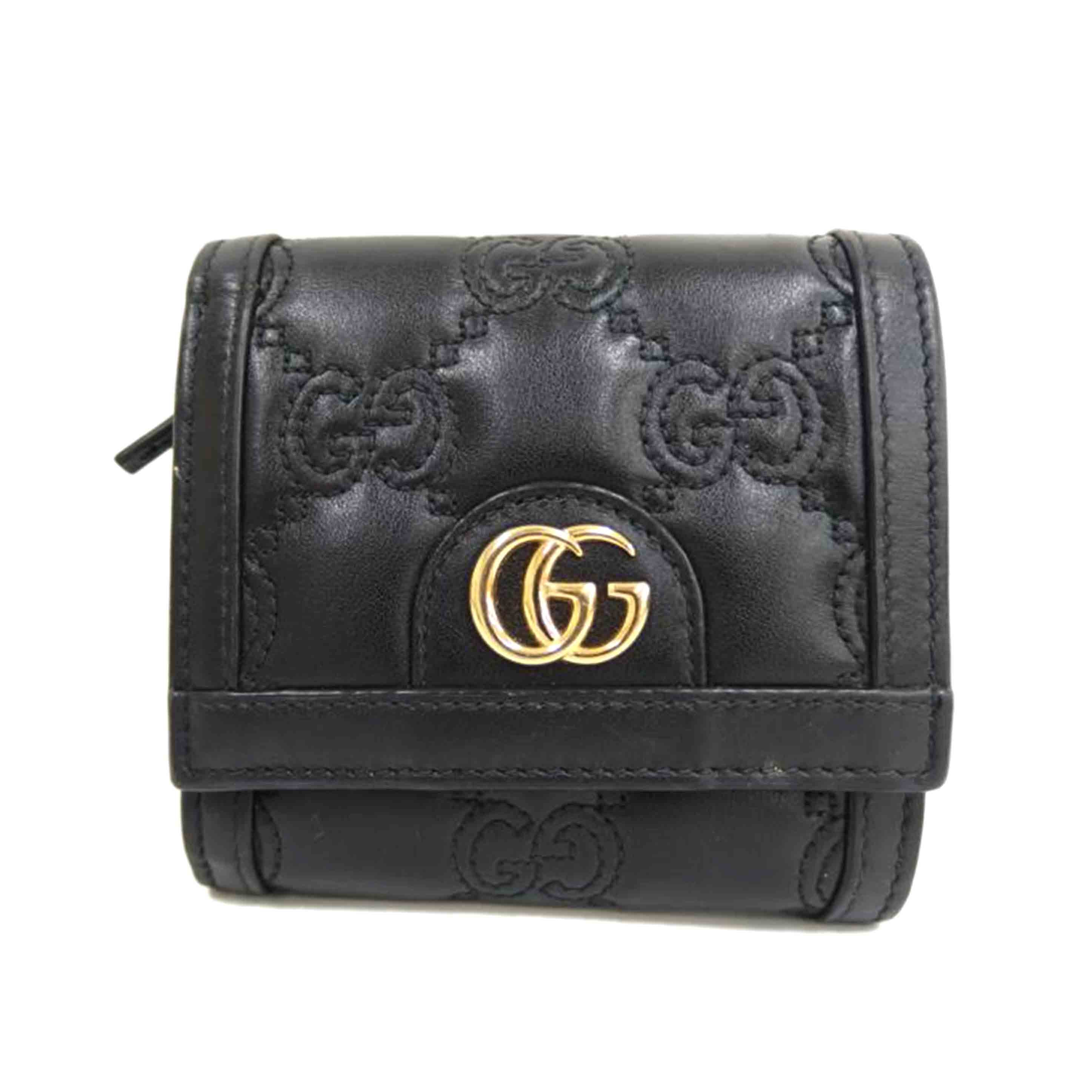 GUCCI ｸﾞｯﾁ/2つ折り財布／ブラック／カーフ/729799//ABランク/82