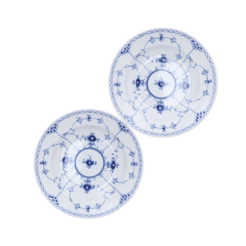 Royal　Copenhagen ﾛｲﾔﾙｺﾍﾟﾝﾊｰｹﾞﾝ/ペアスーププレート／ハーフレース/Blue Fluted Half Lace//Sランク/93