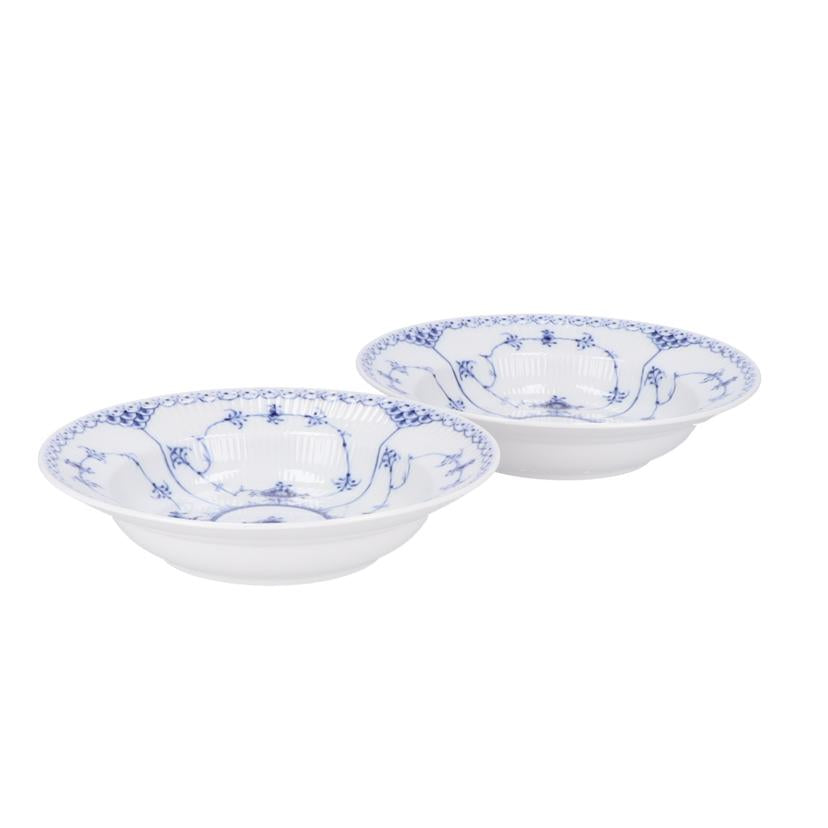 Royal　Copenhagen ﾛｲﾔﾙｺﾍﾟﾝﾊｰｹﾞﾝ/ペアスーププレート／ハーフレース/Blue Fluted Half Lace//Sランク/93