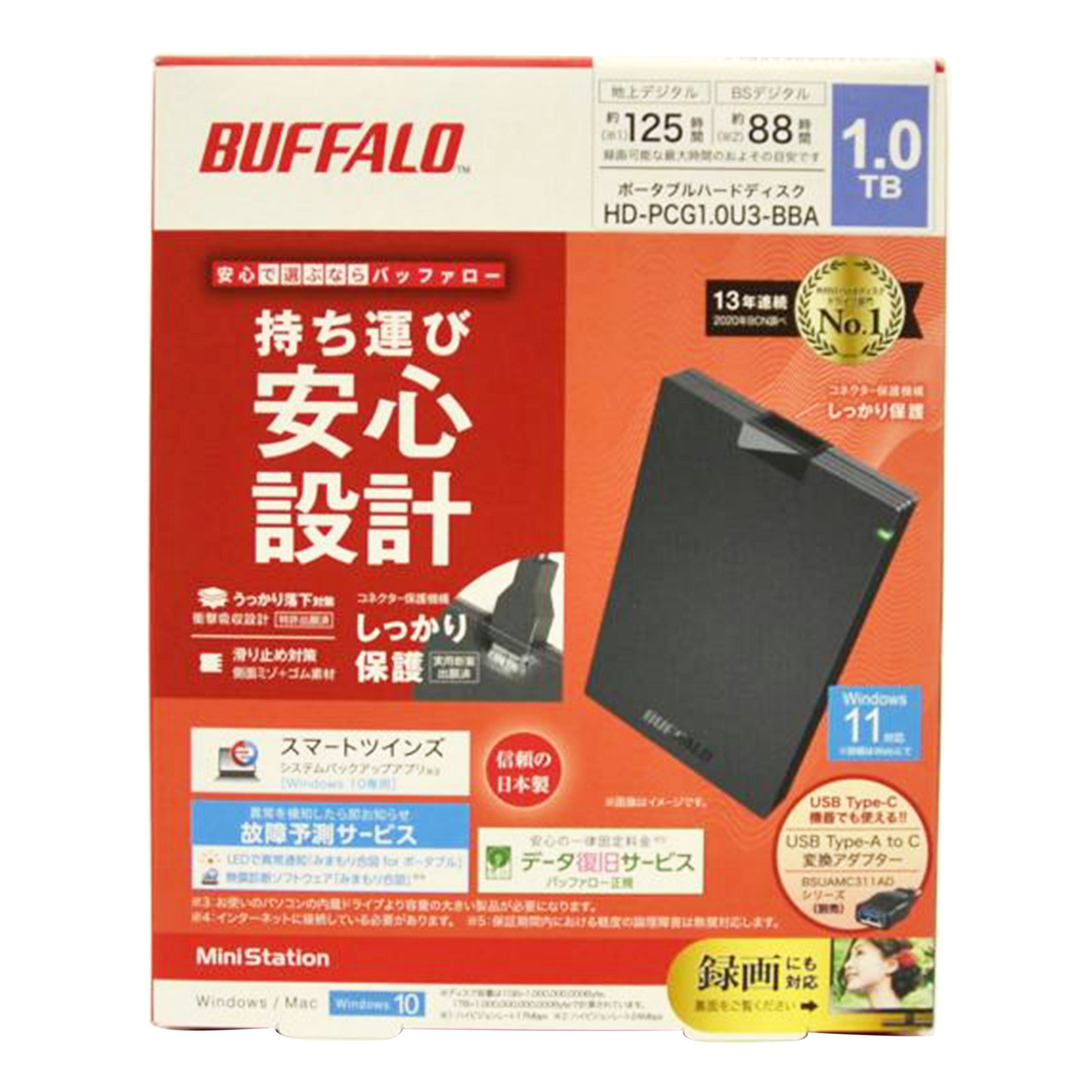 BUFFALO バッファロー/外付けHDD 1TB/HD-PCG1.0U3-BBA//Sランク/75