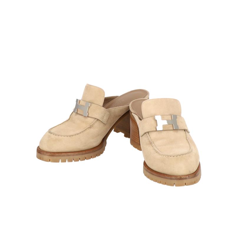 HERMES エルメス/フロール60／ミュール／シェーヴル・ベロア／ベージュ//ｻｲｽﾞ:22-23/ABランク/91