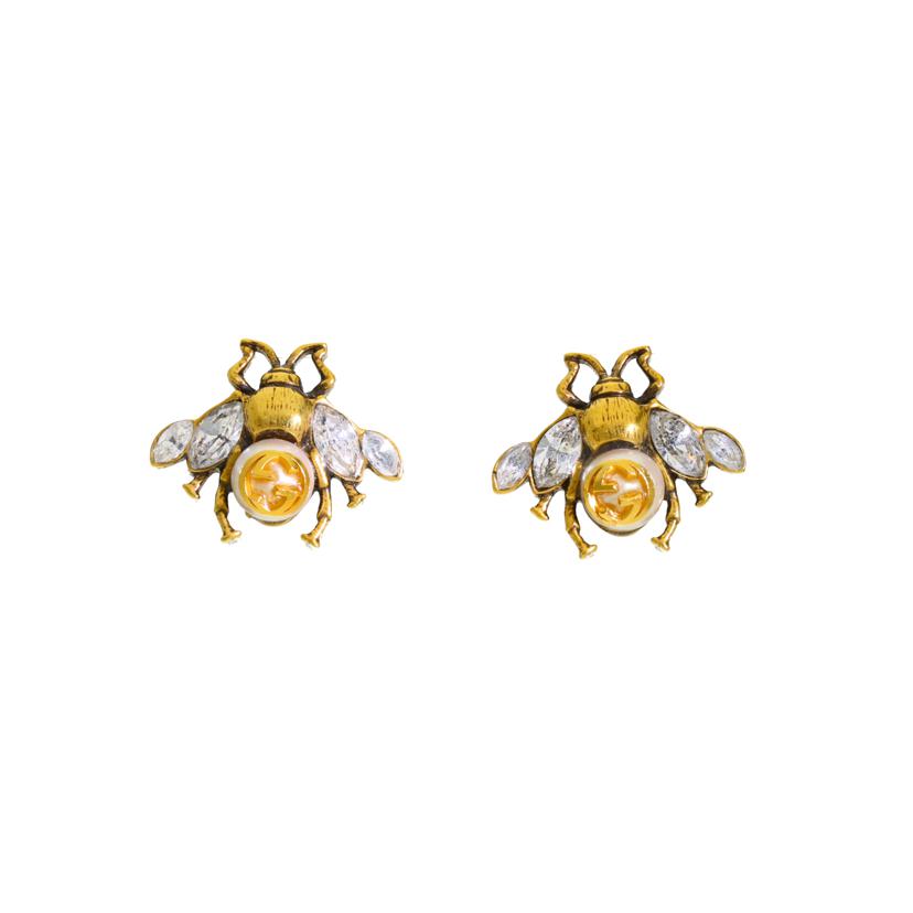GUCCI グッチ/Bee　メタルフェイクパールピアス//ABランク/91