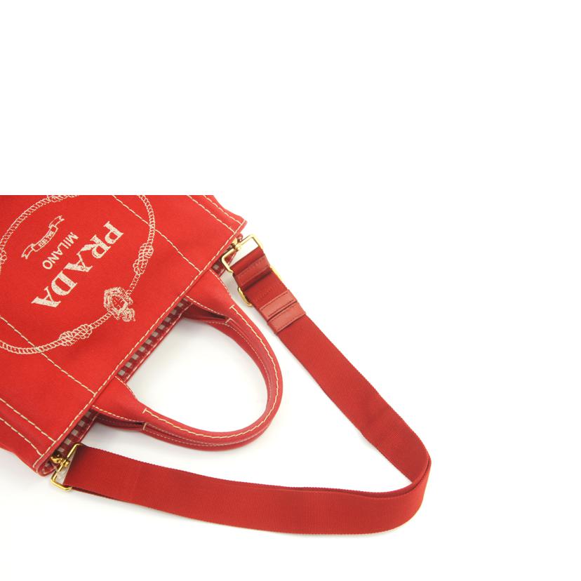 PRADA プラダ/カナパ2wayハンド／レッド／ストラップ付//204/Aランク/75
