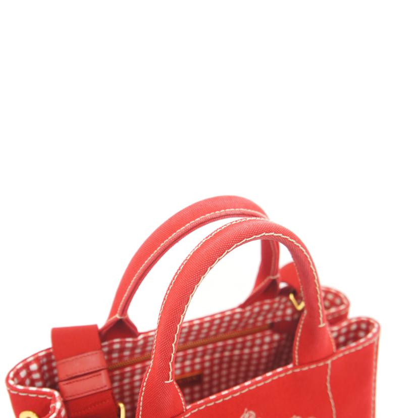 PRADA プラダ/カナパ2wayハンド／レッド／ストラップ付//204/Aランク/75