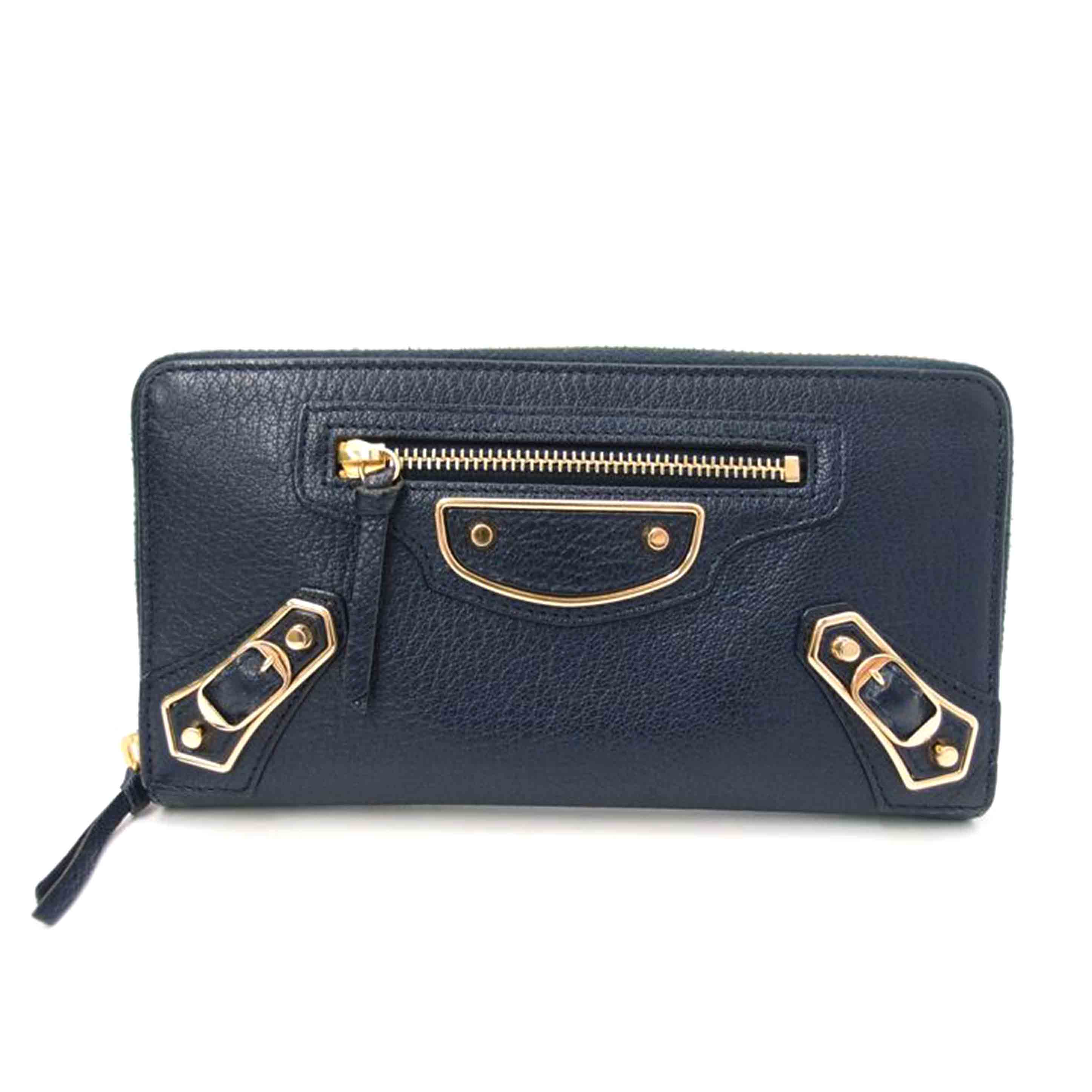BALENCIAGA バレンシアガ/クラシックコンチネンタルラウンドファスナー長財布／ネイビー/390187//402*/Aランク/69