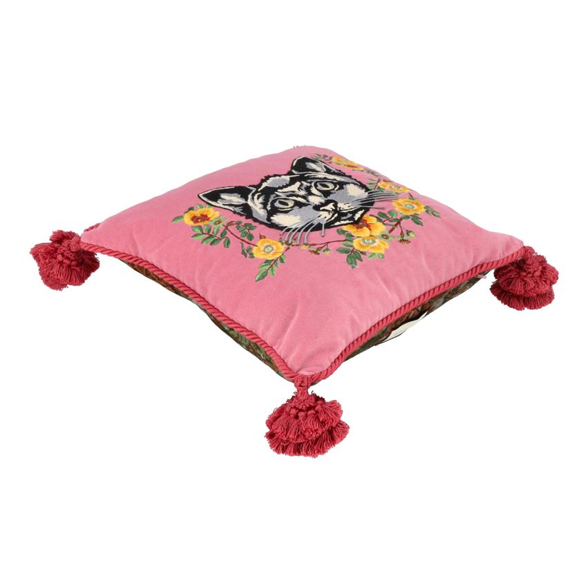 GUCCI／25 グッチ/グッチデコール／ジャガードクッション／猫・花/482722//Aランク/75