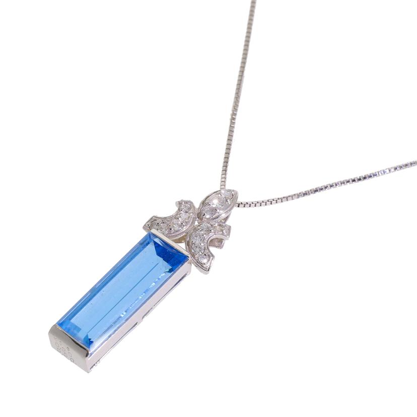 /◎K18WGブルートパーズダイヤネックレス5．30／D0．20ct//Aランク/59