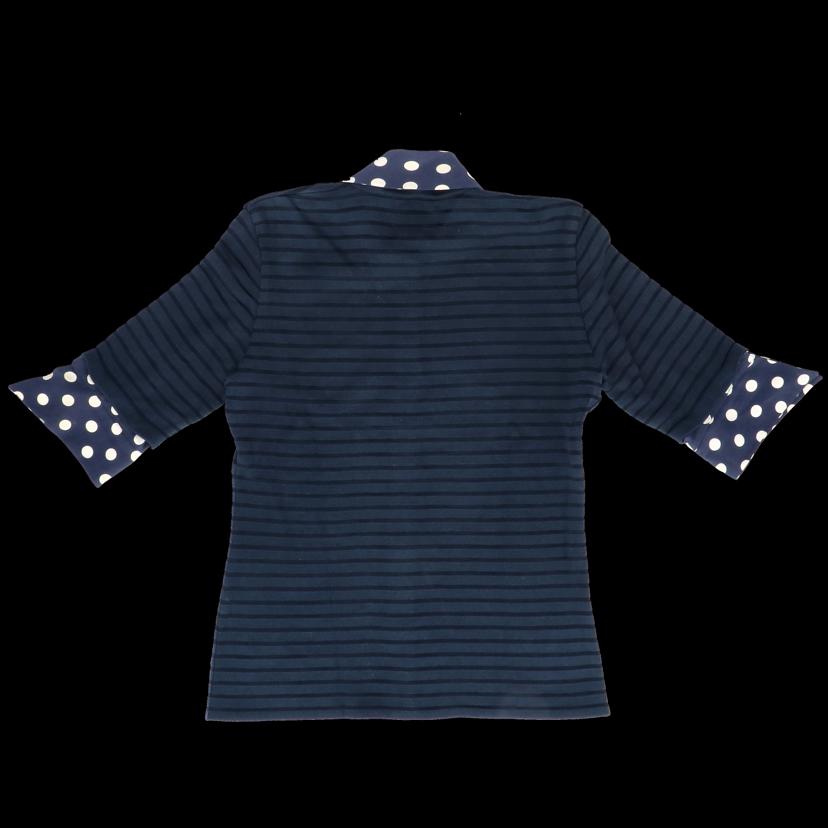 C．DIOR/ヴィンテージカーディガンネイビーxドット　シルク／レーヨン／綿／金ボタン//ABランク/82