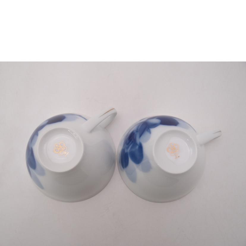 OOKURA 大倉陶園/カップ＆ソーサー　ペア/ﾌﾞﾙｰﾛｰｽﾞ//Sランク/69