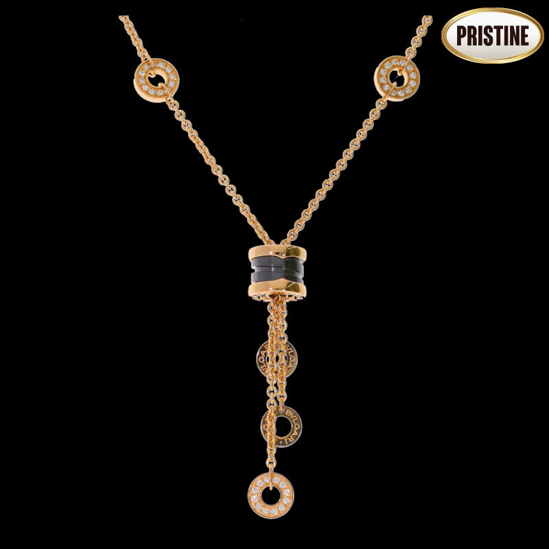 BVLGARI ブルガリ/750B－zero1エレメントブラックセラミックダイヤネックレス//Aランク/84