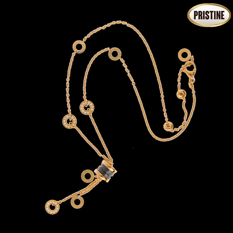 BVLGARI ブルガリ/750B－zero1エレメントブラックセラミックダイヤネックレス//Aランク/84