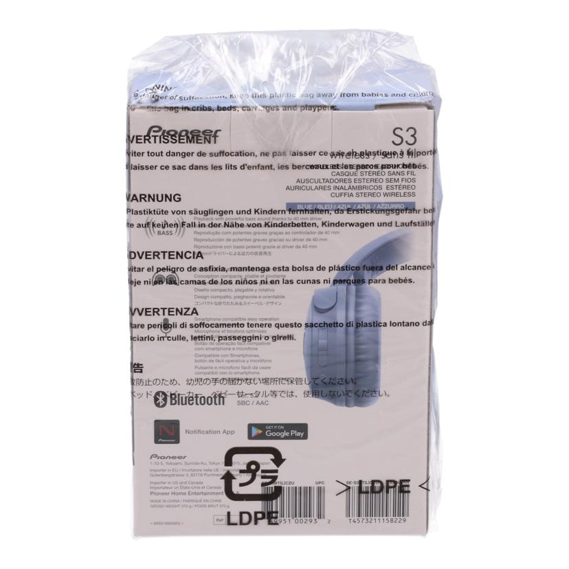 Pioneer パイオニア/ワイヤレスヘッドホン／SCENE　STYLE未使用/SE-S3BT(L)//JAN4573211158229/Sランク/24